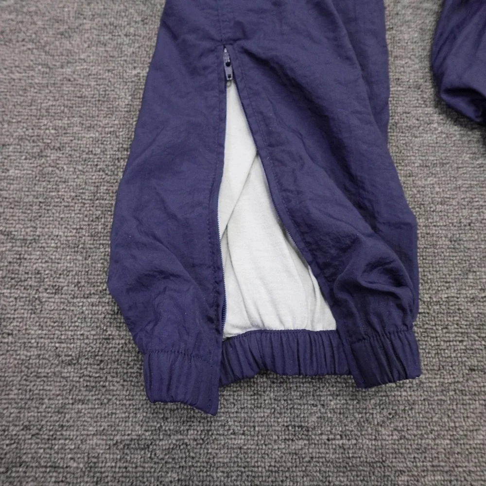 Vintage Adidas Track Pants Mens Medium Blue Nylon Trefoil Ankle Zip 90s
